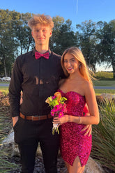 Sparkly Fuchsia Sweetheart Tight Short Homecoming Dress/Mini Dress