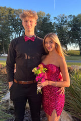 Sparkly Fuchsia Sweetheart Tight Short Homecoming Dress/Mini Dress