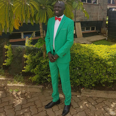 Newest Elegant Green Formal Notched Lapel Business Prom Suit for Men
