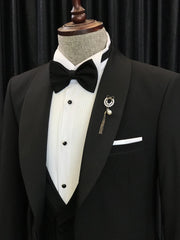 Angus Chic Black Shawl Lapel Best-Fitted Three-Piece Men's Suits