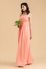 Stunning One-Shoulder Sleeveless Floor-Length Chiffon A-Line Bridesmaid Dresses with Ruffles
