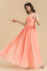 Stunning One-Shoulder Sleeveless Floor-Length Chiffon A-Line Bridesmaid Dresses with Ruffles