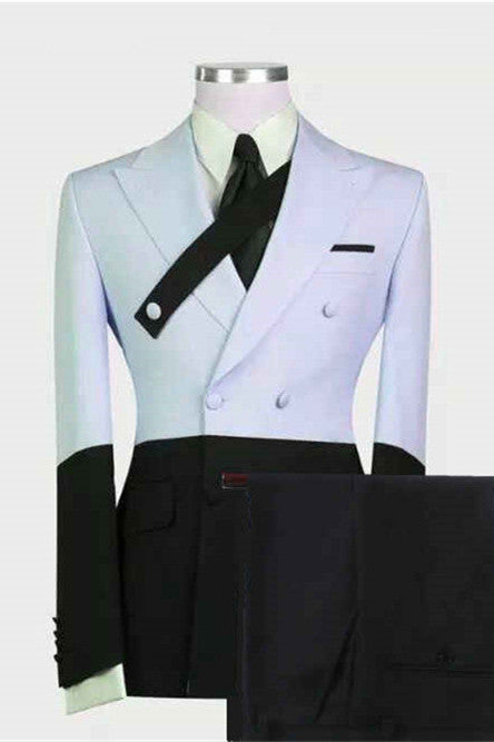 Handsome Sky Blue Slim Fit Peaked Lapel Wedding Suit for Groom