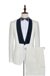 Black Knife Collar Classic White One-Button Wedding Suits for Men Wedding Tuxedos