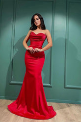 Red Sweetheart Mermaid Sleeveless Evening Dress With Beadings