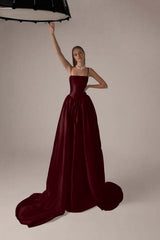 Spaghetti Strap Sleeveless A Line Long Formal Dress With Pleated