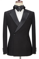 Handsome Best-Fitted Black Peaked Lapel Ring Bearer Suits