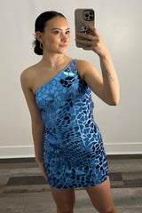 Sparkly Fuchsia Mirror One Shoulder Tight Short Homecoming Dress/Mini Dress