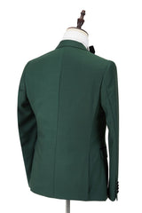 Newest Dark Green Wedding Blazer with Black Peak Lapel for Groom