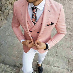 Fabulous Pink Best Three-Piece Prom Suits for Man with Notched Lapel