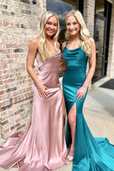 Long Turquoise Prom Dress with Mermaid Spaghetti Straps