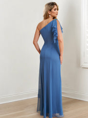 Elegant One-Shoulder Floor-Length Sheath/Column Gown for the Mother of the Bride