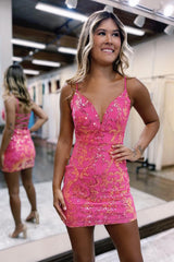Sparkly Royal Blue Sequins Lace-Up Back Tight Short Homecoming Dress/Mini Dress