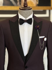 Baldwin Stylish Dark Purple Sparkle Peaked-Lapel Men's Suits (Three-Piece Set)