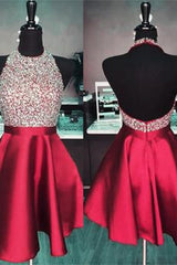 Royal Blue Beaded Backless Short Homecoming Dress/Mini Dress