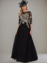 Floor-length A-line Princess Gown with Jewel Neckline and Lace Ruffle Details