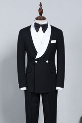 Clement Slim Fit New Black and White Bespoke Wedding Suit for Grooms