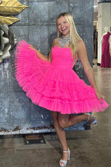 Black A-Line Sweetheart Tulle Tiered Corset Short Homecoming Dress/Mini Dress