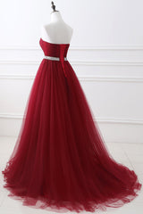 Sweetheart Burgundy Evening Dress Long