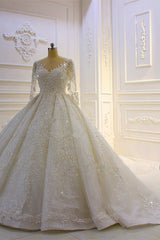 Luxurious Ball Gown Long Sleeves Sequined Wedding Dresses