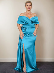 Plus Size Off-the-Shoulder Mother of the Bride Trumpet/Mermaid Dress with Side Split