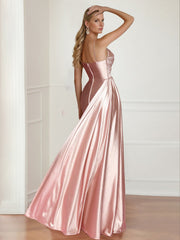 Floor-Length Sleeveless Mother of the Bride Dress with Spaghetti Straps and Side Split