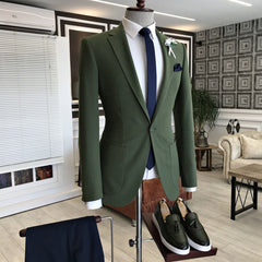 Gentle Dark Green Groom Suit for Prom with Notched Lapel