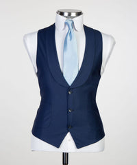 Dud New Arrival Navy Three-Piece Business Men's Suits with Peaked Lapel