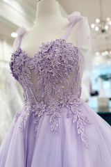 Purple Corset A-Line Tulle Short Flower Homecoming Dress/Mini Dress with Lace