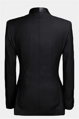 Luxury Black Two-Piece Wedding Tuxedo with Double-Breasted Design