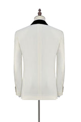 Black Knife Collar Classic White One-Button Wedding Suits for Men Wedding Tuxedos