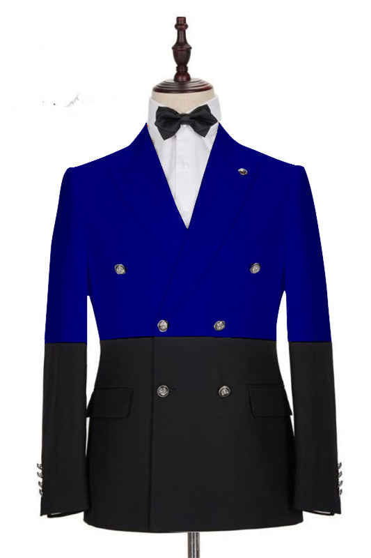 Elegant Royal Blue Double-Breasted Tuxedo Suit for Wedding