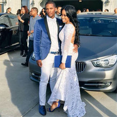 Formal Velvet Blue Bespoke One-Button Groom and Groomsmen Suits