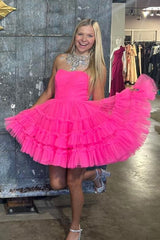 Black A-Line Sweetheart Tulle Tiered Corset Short Homecoming Dress/Mini Dress