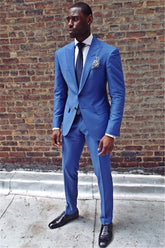 New Arrival Royal Blue Men's Summer Wedding Suits Two Pieces with Peaked Lapel