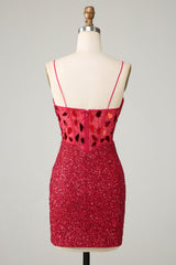 Sparkly Red Sequin Tight Short Mirror Homecoming Dress/Mini Dress