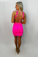 Sparkly Red Lace-Up Back Cut Out Tight Short Homecoming Dress/Mini Dress with Sequins