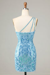 Sparkly Blue Beaded Fringed Tight Short Homecoming Dress/Mini Dress