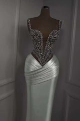 Spaghetti Strap Sweetheart Sleeveless Long Formal Dress With Beading