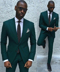 Classic Dark Green Formal Dinner Prom Suit for Man with Peaked Lapel