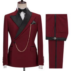Newest Fashion Red Peaked Lapel Prince Prom Suits
