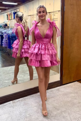 Royal Blue A Line Short Homecoming Dress/Mini Dress With Ruffles