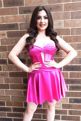 Fuchsia Sweetheart Corset A Line Short Homecoming Dress/Mini Dress