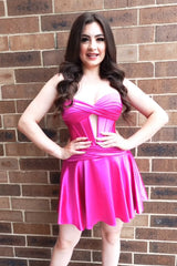 Fuchsia Sweetheart Corset A Line Short Homecoming Dress/Mini Dress