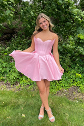 Sparkly Pink Corset Sweetheart A Line Short Homecoming Dress/Mini Dress