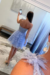 Lilac A Line One Shoulder Corset Short Homecoming Dress/Mini Dress