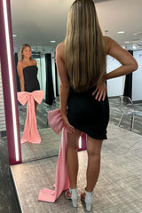 Black Sweetheart Tight Short Homecoming Dress/Mini Dress With Bow