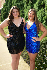 Mirror Golden Spaghetti Straps Tight Short Homecoming Dress/Mini Dress
