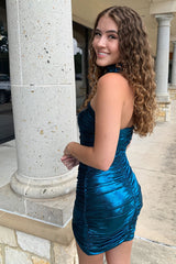 Purple Strapless Ruched Tight Short Homecoming Dress/Mini Dress
