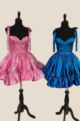 Cute Pink A-Line Short Homecoming Dress/Mini Dress with Bow